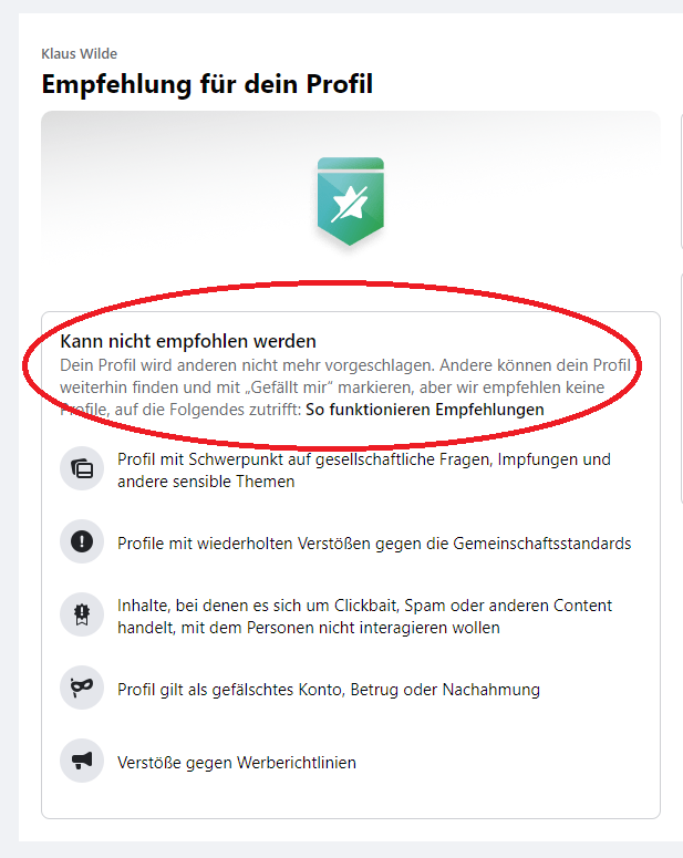 FACEBOOK Empfehlungen