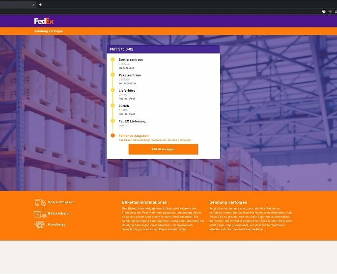 FedEx Phishing Sendungsverfolgung Fake