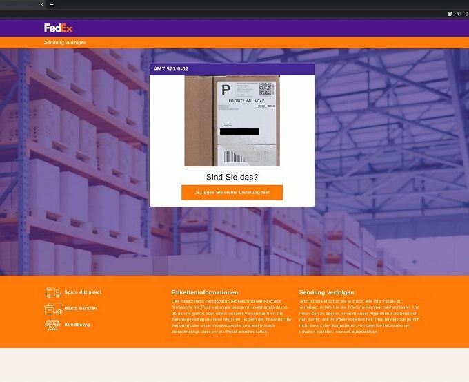 FedEx Phishing Adressbestätigung