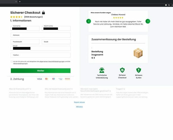 FedEx Phishing Name, Adresse und E-Mail bestätigen